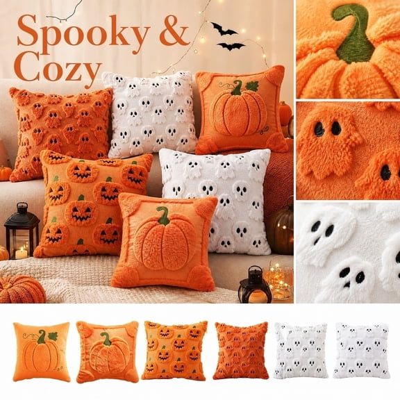 Halloween Throw Pillow Spooky Holiday Party Decor Prop Soft Plush Cushion for Home Sofa Couch Living Room Bedroom Festive Atmosphere Display Gift