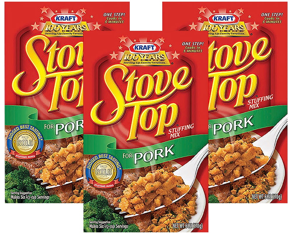 (3 Pack) Kraft Stove Top Stuffing Mix for Pork, 6 oz Box