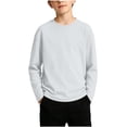 thumbnail image 2 of OGLCCG Boys Long Sleeve Shirts Girls Cotton Crewneck T-Shirts Stretchy Kids Basic Soft Long Sleeve Tees Tops(White,3-4 Years), 2 of 6