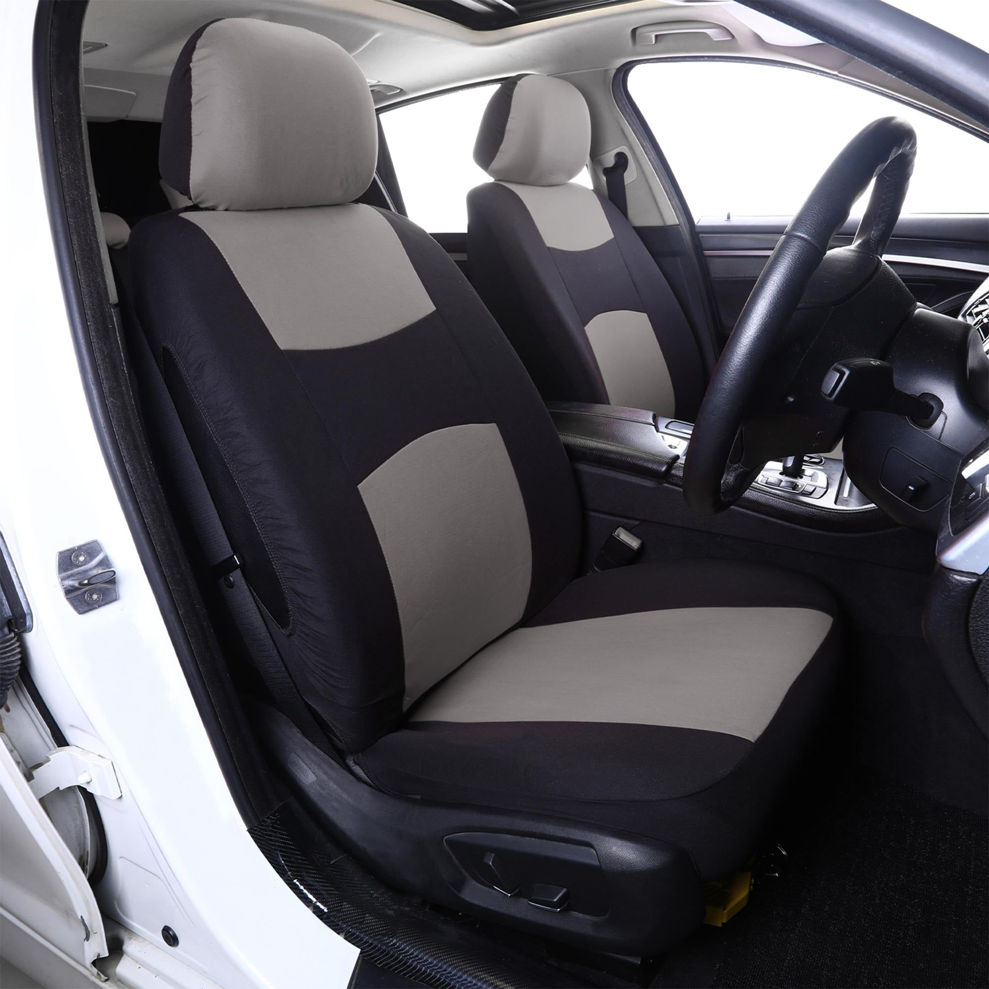 Full Car Seat Covers for 5 Seats, Black-Gray Design, Universal Fit for Cars SUVs Trucks, Anti-Scratch, All-Season Complete Seat Protector Kit