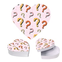 Koyal Wholesale Valentine's Day Heart Shaped Gift Box with Lid, Question Mark Design, Reusable Heart Box, 8"x6", 1-Pack
