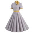thumbnail image 1 of Fankiway Robe Rétro à Carreaux Imprimée pour Femmes, Robe de Cocktail à Manches Mi-Longues avec Nœud, Robes Extensibles Grande Taille pour Femmes Rondes, Robes de Printemps pour Femmes 3440, 1 of 9