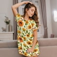 thumbnail image 3 of Easygdp Sunflowers And Butterflies Camisón de manga corta para mujer, informal, estampado, 3 of 6