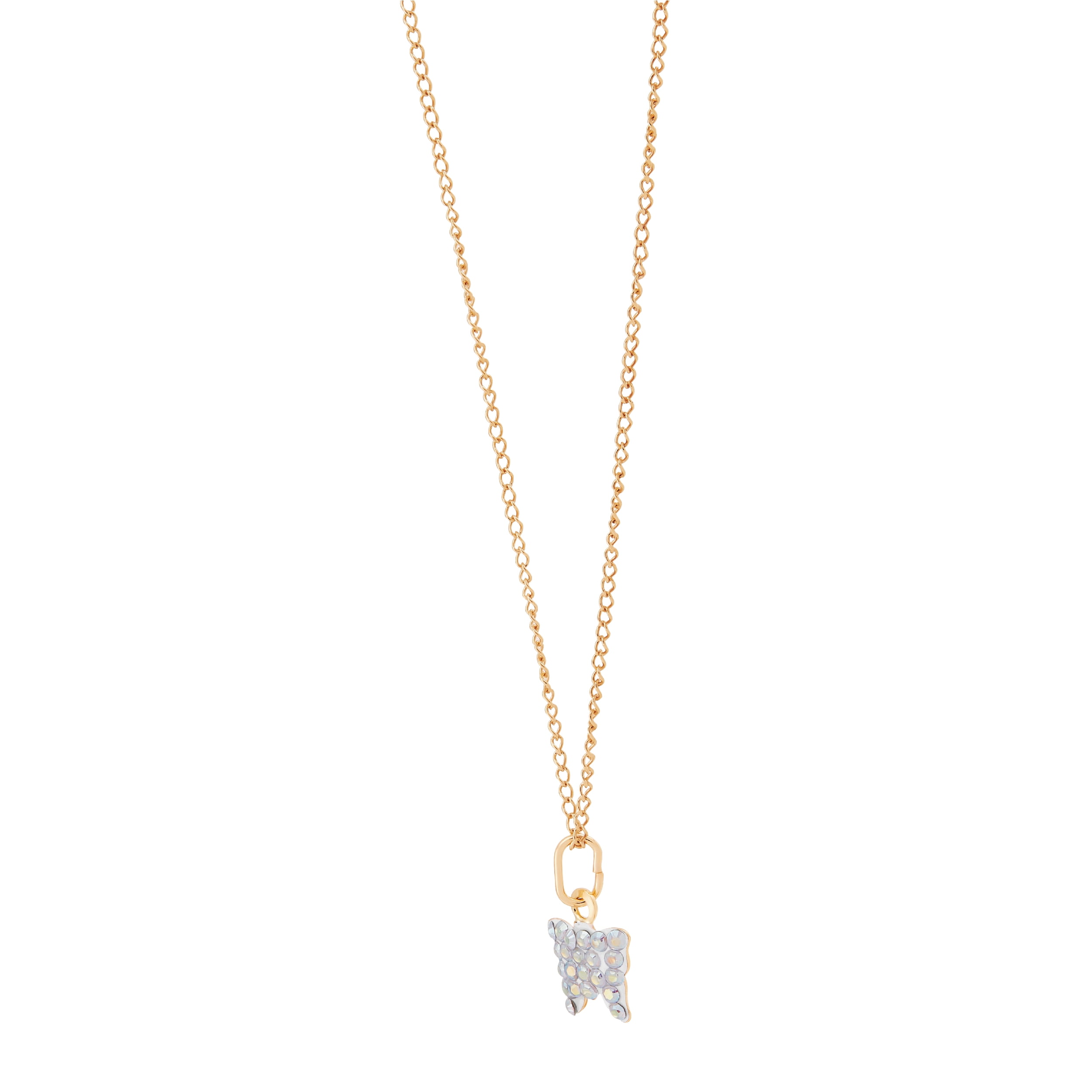 Brilliance Fine Jewelry Aurora Borealis Crystal Butterfly in 10K Yellow Gold on Gold Filled Chain Necklace, 13"