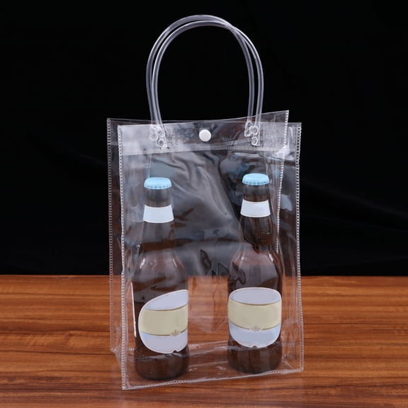 FOMIYES Transparent Paper Bag with Handle Simple Design for Shopping and Parties