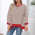 thumbnail image 3 of hxobax Fall Fahsion Outfits Striped Crewneck Sweatshirts Tunic Tops for Women Cute Pullover T Shirts, 3 of 6