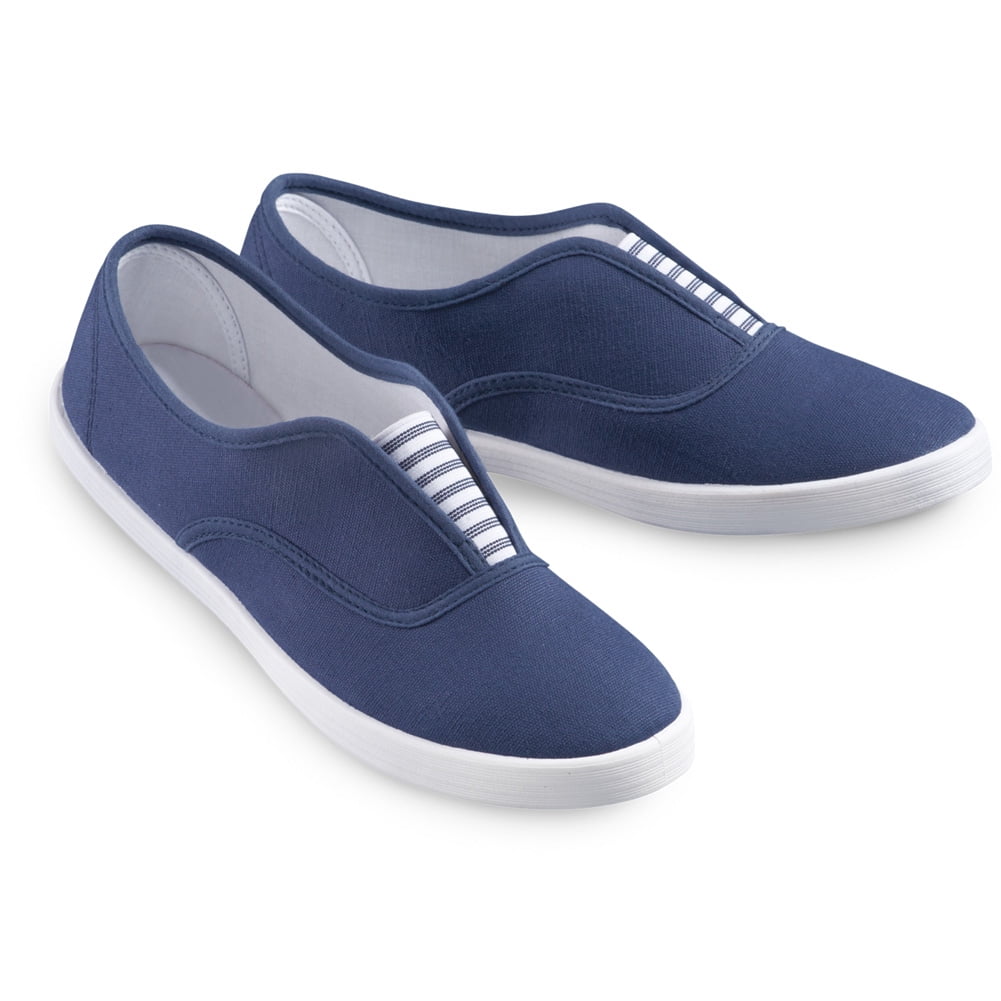 Collections Etc. - Slip-On Sneaker Shoes with Padded Insoles and Stripe ...