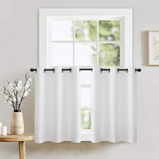 Lazzzy Casual Weave Textured Semi Sheer For Kitchen Window Curtains Door Curtain Glass D Grommet Top 1 Pair W34 X L45 Com Lazzzy Casual Weave Textured Semi Sheer, Curtains For Kitchen Window And Door