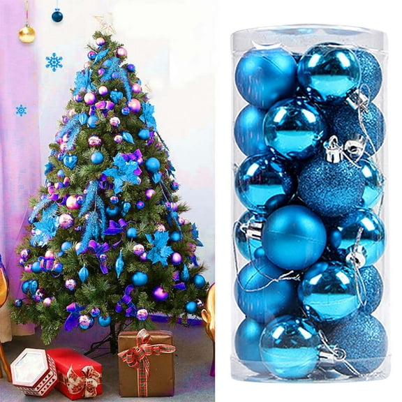 24PCS 40mm Multi-Color Electroplated Christmas Ball Ornaments, Plastic Hanging Baubles for Xmas Tree Home Party Decor