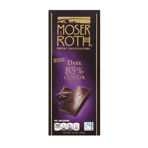 Moser Roth Chocolate Bar Dark 85% Cocoa 5 Individually Wrapped Bars 4.4 oz , 3 Pack