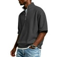 thumbnail image 4 of Hearthz Waffle Mens Quarter Zip Sweatshirt Stand Collar Men's Short Sleeve Shirt Lightweight Gym Basketball Basketball Jersey Black S, 4 of 7