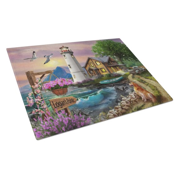 Carolines Treasures PTW2070LCB Logans Pointe Lighthouse Golden Retriever Glass Cutting Board Large, 12H x 16W,