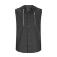 thumbnail image 4 of Timegard Button down Shirts for Men Sleeveless Hoodies Lightweight Solid Color Summer Travel Casual Tops, 4 of 6