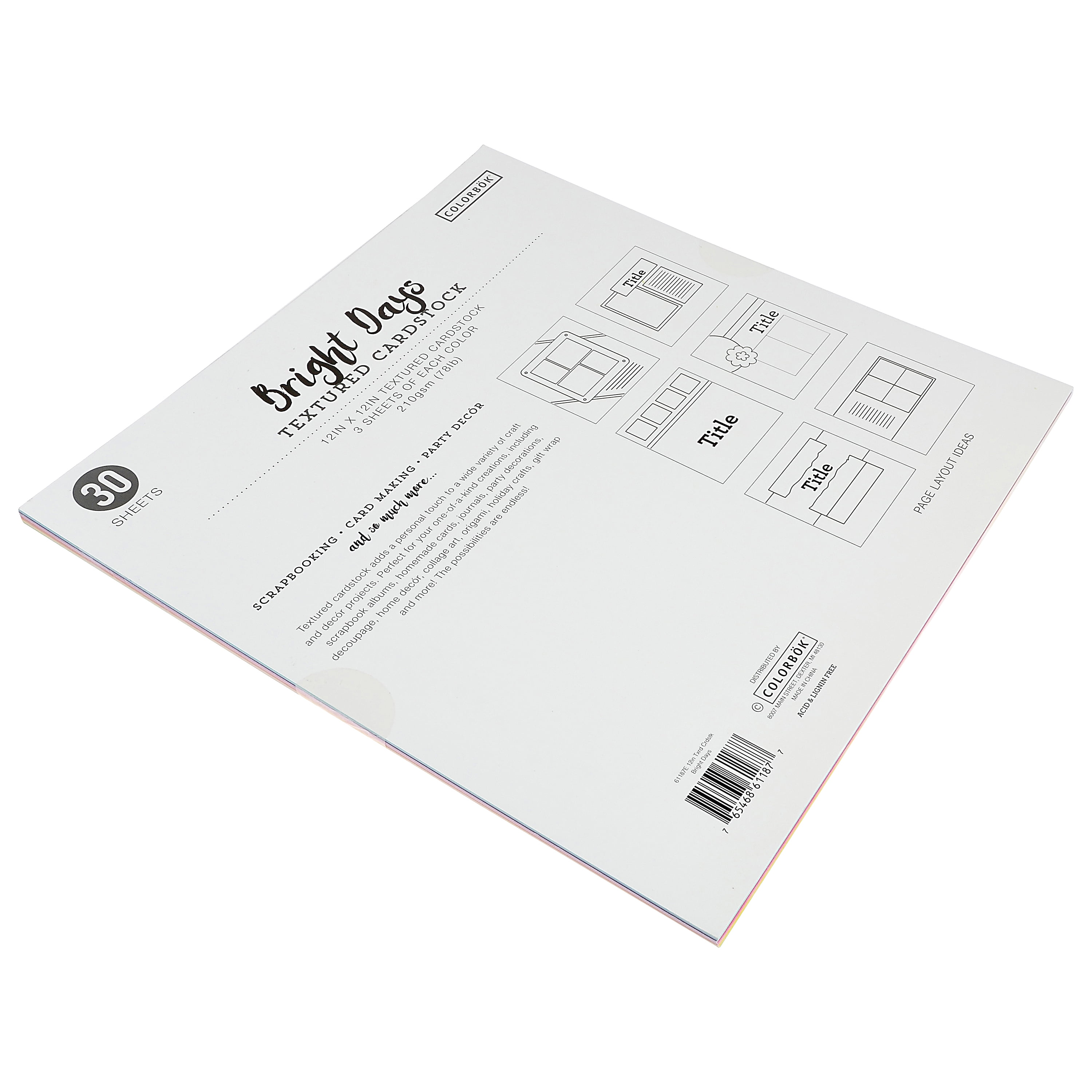 Colorbok Textured Cardstock Pad 12x12 30/Pkg Summer Splash