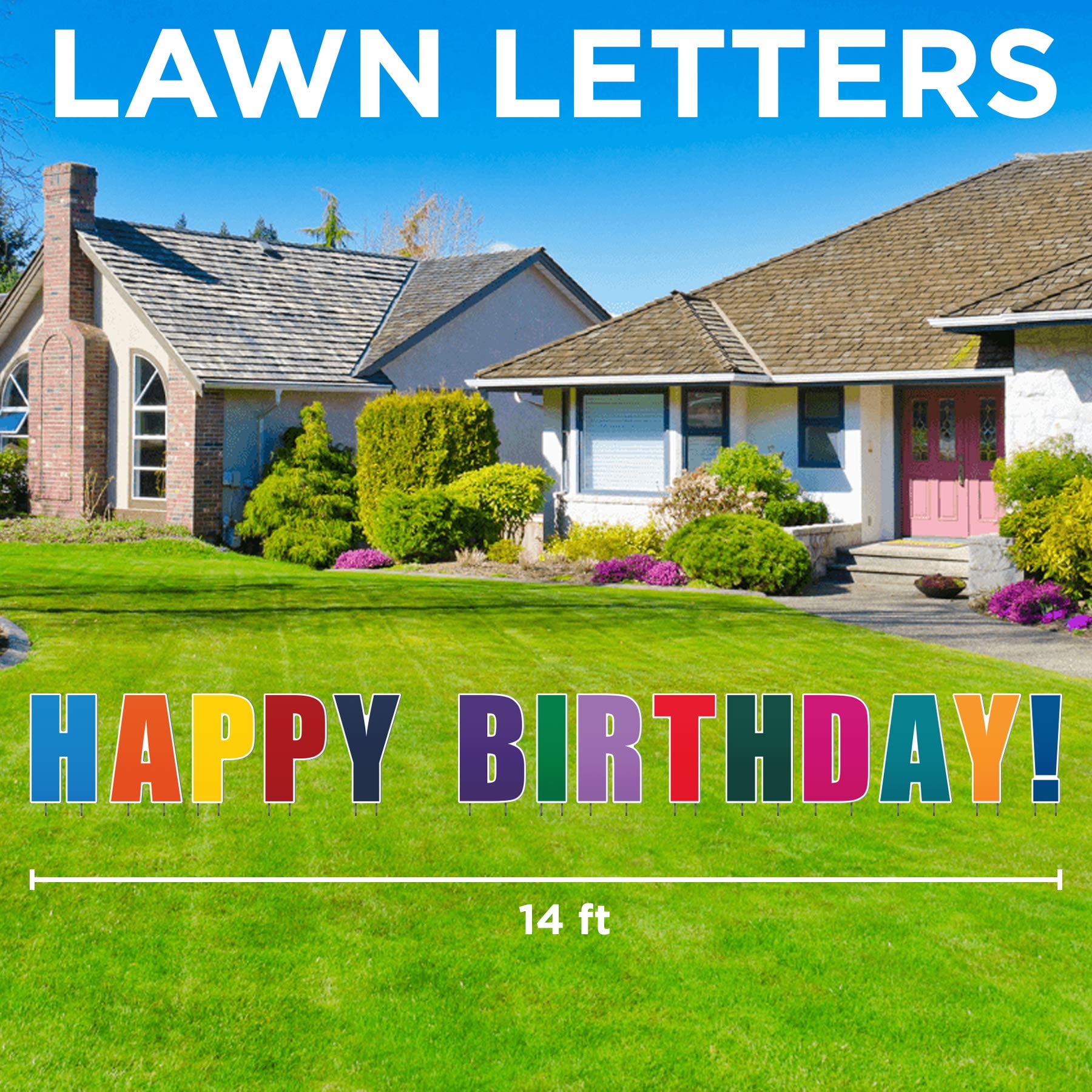 Happy Birthday Lawn Letters Large with Stakes - Birthday Decorations â€ Yard Signs with Stakes Spell HAPPY BIRTHDAY!