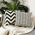 thumbnail image 4 of Set of 4 Decorative Geometric 18 x 18 Inches Throw Pillow Covers - Modern Pattern Linen Square Pillow Cushion Case for Sofa Couch Bed Home Outdoor Car (18" x 18", Beige/Black), 4 of 6