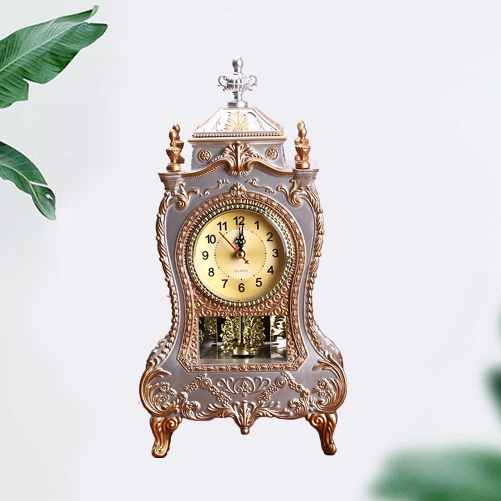 UPOUART 1Pc Sturdy White Plastic Desk Clock European Style Retro Table Clock for Home Decor