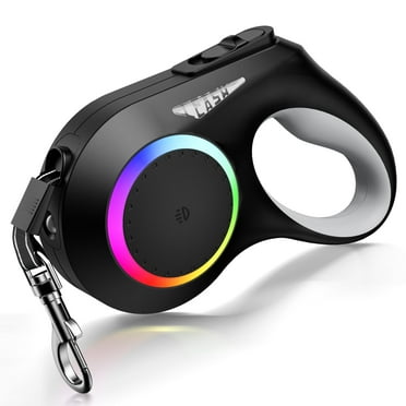 MAXLAPTER Retractable Dog Leash, 16ft Retractable Leash with Rechargeable LED Light - Tangle Free, Anti Slip Handle, Nylon Tape, One Button Brake & Lock,