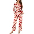 thumbnail image 2 of BiZtdJrK Lightning Prime Today Womens Pajamas Set Long Sleeve Button Up V Neck Pullover Tops and Pants 2 Piece Lounge Outfits Valentine's Day Heart Print Sleepwear Pink L, 2 of 8
