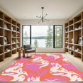 thumbnail image 2 of ODIKA 4'x6' Machine Washable Non-Slip Area Rug, Striped Feline Motif with Flowing Curves and Bold Contrast High Traffic Rug with Pad, Pink, 909904, 2 of 8