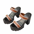 thumbnail image 4 of Xdegoge Platform Sandals Women Chunky High Heel Slides Rhinestone Double Strap Summer Beach Shoes Sparkling Slip On Fashionable Dressy Outdoor Casual Open Toe, 4 of 9