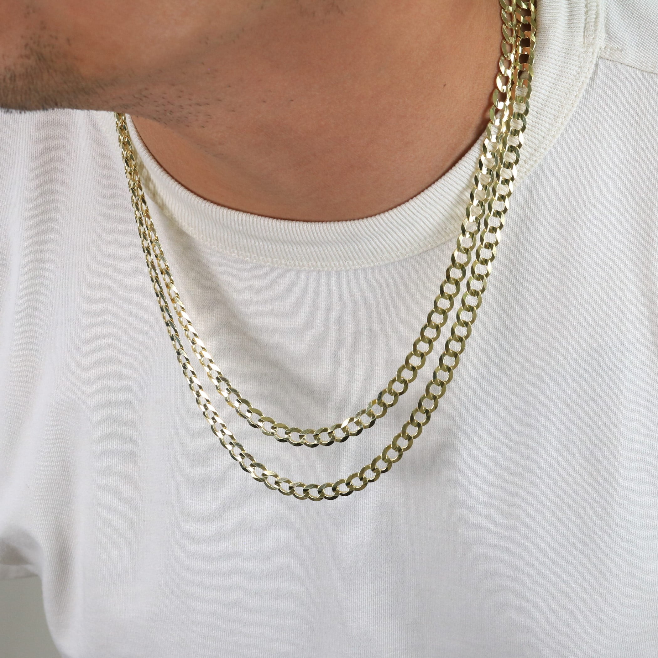 Nuragold 14k Real Yellow Gold Solid Cuban Curb Link 7mm Chain Necklace (16"-30") Italian Jewelry for Men