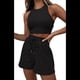 thumbnail image 1 of Conjuntos de Verano para Mujer, Conjunto Informal de 2 Piezas con Top Corto y Pantalones Cortos de Punto Gofre, Ropa de Dormir Negra XXL, 1 of 8
