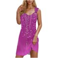 thumbnail image 3 of pstuiky Swim Suit Cover up for Women 2025, Women Vintage Print Button V-Neck Strap Dress for Spring Summer Vacation Casual Wear Sleeveless Flowy Beach Dress Size S-XL Purple XL, 3 of 7