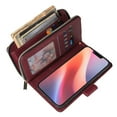 thumbnail image 6 of Dteck Wallet Case for iPhone 16E (2025), Shockproof Premium Magnetic Closure Zipper Pocket Folio PU Leather Flip Case Cover with 9 Card Slots Kickstand, Winered, 6 of 7