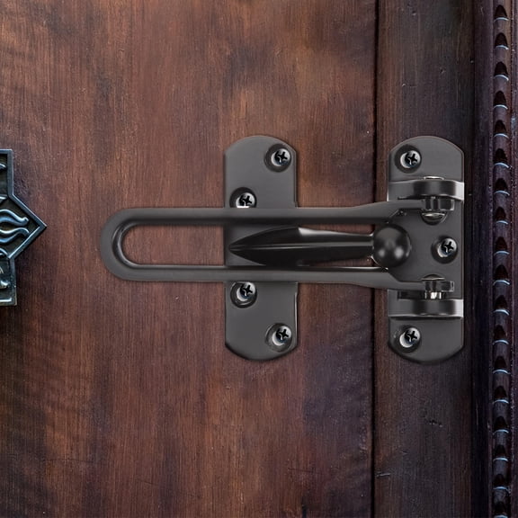Hemobllo Home Security Door Lock Black Swing Bar Latch with Emergency Inside Opening Feature