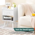 thumbnail image 5 of Modern NightStand with Fabric Drawer, Mid Century Modern Bedside Table with Open Shelf, Wood End Side Table for Bedroom Living Room, White, 5 of 8