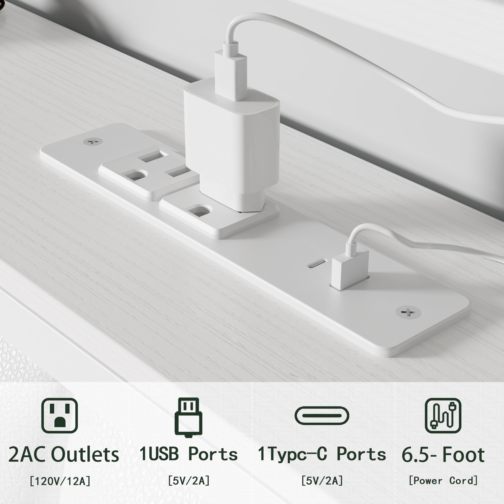 Satifur Twin Bed Frames with LED Lights & Charging Station, Platform Bed with Metal Slats, Headboard with 2-Tier Storage Shelves, No Box Spring Needed, White