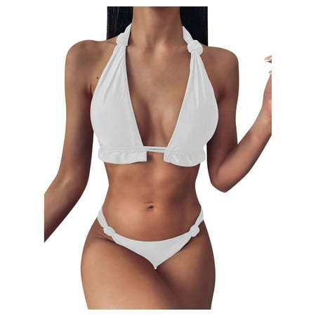 Women Lace Bikini Set Push Up Swimsuit Beachwear Padded Swimwear  Comfortable Fit  Full Coverage  For Women  Supportive Bra  Fashionable Design  Quick Dry  Spandex Material  Bathingsuits | White S