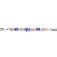 thumbnail image 2 of Gem Stone King 925 Silver and 10K Yellow Gold Blue Tanzanite and White Lab Grown Diamond Bracelet for Women (1.71 Cttw, Gemstone December Birthstone, Oval, Wheat Chain, 6.5 inches), 2 of 5