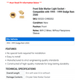 thumbnail image 2 of Front Side Marker Light Socket - Compatible with 1994 - 1999 Dodge Ram 2500 1995 1996 1997 1998, 2 of 2