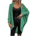 thumbnail image 2 of Juebong Womens Oversized Cardigan Sweaters 2025 Fall Batwing Sleeve Cardigans Knit Open Front Lightweight Sweater Coats Green,S, 2 of 4