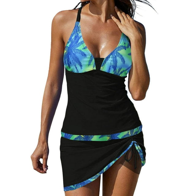 Birdeem Swimsuits for Women Two Piece Bathing Suits Floral Print Tank Tops with Boyshorts Swimming Suits