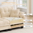 thumbnail image 5 of Harper & Bright Designs Chenille Loveseat Sofa with 2 Ottomans, Cloud Couch Chaise Lounge, 2 Seater Tufted Sectional Sofa with Deep Seat and 4 Pillows for Living Room, Beige, 5 of 12