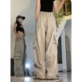 thumbnail image 5 of Women’s Beige Quick-Dry Cargo Work Pants – High-Waisted Wide-Leg Outdoor Hiking Trousers with Drawstring Waist & Multi Pockets, 5 of 7