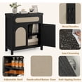 thumbnail image 1 of Modern Black Rattan Sideboard Buffet Cabinet with Drawer and Adjustable Shelves – Synthetic Rattan Accent Doors – Multi-Functional Storage for Entryway, Living Room, Dining Room, or Kitchen, 1 of 6