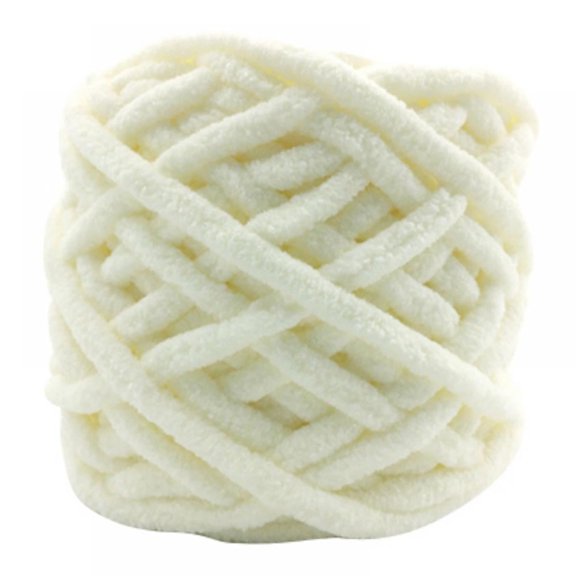 Bulky Chunky Chenille Yarn for Blanket, Super Soft Thick Fluffy Chunky Luxury Thick Yarns for Scarf Hat Slipper Arm Knitting Home Decor White 1Pcs