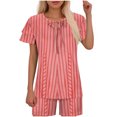 thumbnail image 2 of Ensembles de Pyjama pour Femmes 2 Pcs, Mode Décontractée pour Femmes Manches en Dentelle Imprimée Haut Décontracté Pantalon Ensemble de Pyjama, 2 of 6