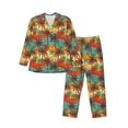 thumbnail image 1 of Fotbe Colorful Hawaii Palms Pijama de Hombre con Estampado de Manga Larga, Conjunto de 2 Piezas, Ropa de Dormir Suave y Cómoda con Bolsillos-Small, 1 of 7