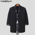 thumbnail image 3 of INCERUN, camisas de verano y otoño para hombre, camisetas de retazos a la moda, camisetas de manga tres cuartos con solapa, ropa de calle de talla grande S-5XL para hombre, 3 of 5