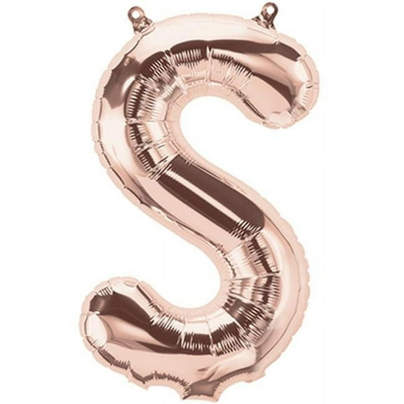 16 inch Letter S - Northstar - Rose Gold (Air-Fill Only) Foil Mylar Balloon - Party Supplies Decorations