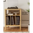 thumbnail image 3 of EYYTHUNG Record Player Stand with Vinyl Record Storage Holds up to 180 Albums, Large Turntable Stand Dispaly Shelf, Farmhouse Wood End Table, Natural Oak, 3 of 8