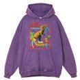 thumbnail image 2 of Sudadera con capucha retro desgastada con diseño de dinosaurio que roba al bebé para hombre, sudadera holgada informal de gran tamaño, sudadera con capucha 100 % algodón, 2 of 4