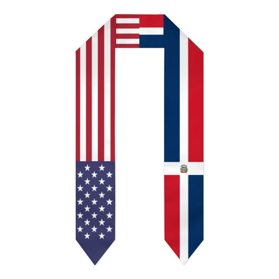 Dominican Republic & USA United States Flag Shawl Sash Stole Graduation Shawls Wraps Scraf For International Study