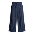 thumbnail image 7 of Women's Patch Pocket Wide Leg Pants, Button Zip Waist, Front Patch Pockets, Relaxed Fit, 7 of 7