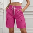 thumbnail image 2 of Hiking Shorts for Women High Waisted Pull On Cargo Casual Golf Water Resistant Bermuda Shorts with Drawstring Hot Pink, 2 of 9